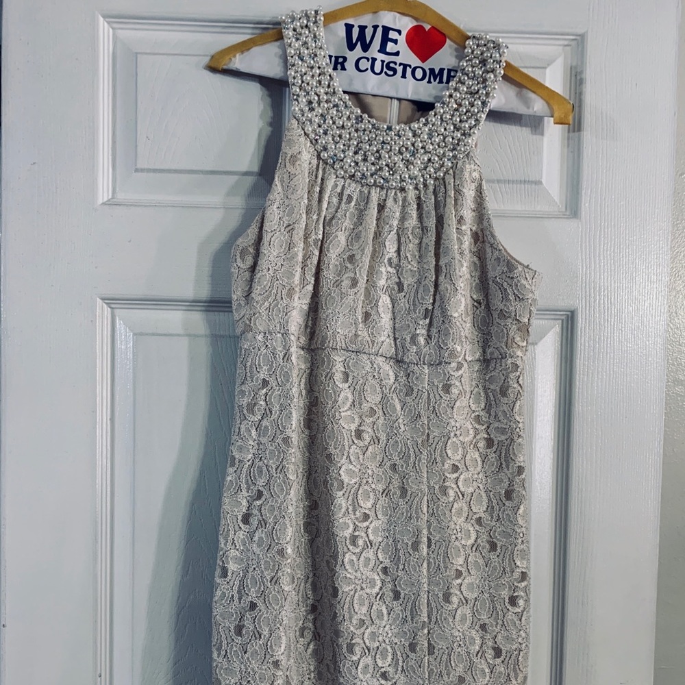 Beige lace dress
